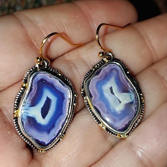 Unique Popular Retro sterling silver Amethyst earrings. - Picture 5 of 7